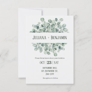 Convites Casamento no inverno Floral Verde Claro