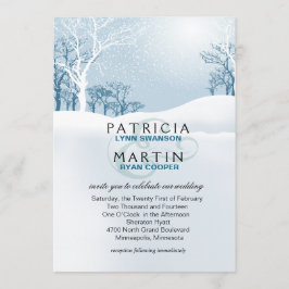 Convites Casamento no inverno nevado - azul de gelo