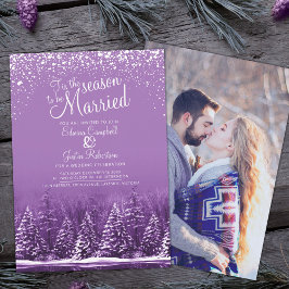 Convites Casamento no inverno pine lago, foto de arte roxa