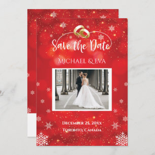 Convites Casamento no inverno Red Snowflake Guardar A Data