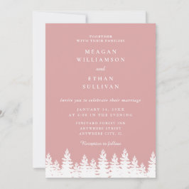 Convites Casamento no inverno rosa e branco elegante modern