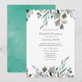 Convites Casamento no inverno Russo de Cores Aquáticas