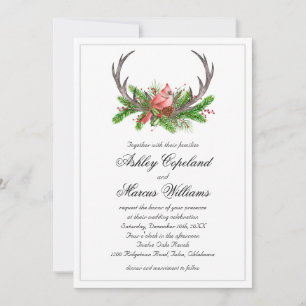 Convites Casamento no inverno Rustic Antlers Boho Woodland
