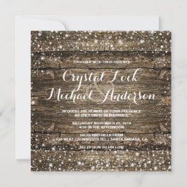 Convites Casamento no inverno Rustic Barn Wood Snowflakes