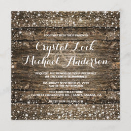 Convites Casamento no inverno Rustic Barn Wood Snowflakes