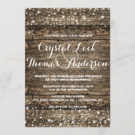 Convites Casamento no inverno Rustic Barn Wood Snowflakes