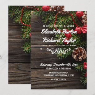 Convites Casamento no inverno Rustic Holiday