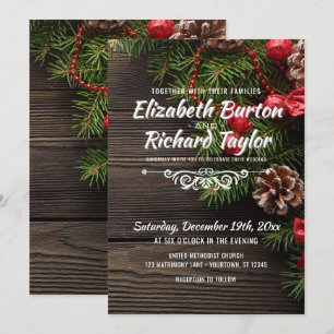 Convites Casamento no inverno Rustic Holiday Pine Wreath