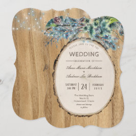 Convites Casamento no inverno Rustic Pine Lodge