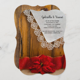 Convites Casamento no inverno Rustic Red Poinsettia Salvar 