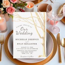 Convites Casamento no inverno Rústico de Queda de Árvore Si