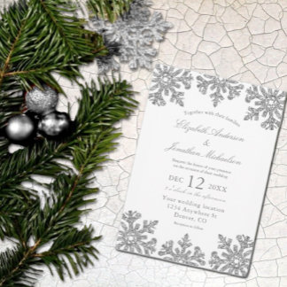 Convites Casamento no inverno Silver Snowflake