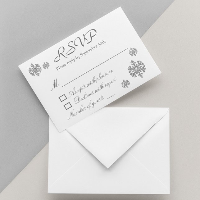 Convites Casamento no inverno Silver Snowflake RSVP (Criador carregado)