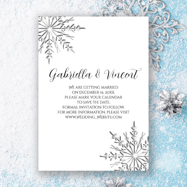 Convites Casamento no inverno Snowflake Guardar a Data (Criador carregado)