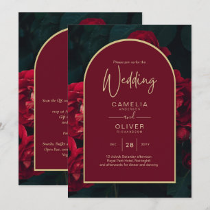 Convites Casamento no inverno Verde da Floresta de Rosas ve