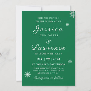 Convites Casamento no inverno Verde Elegante Moderno
