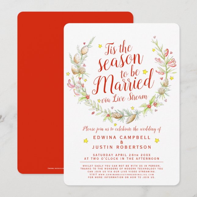 Convites Casamento no inverno vivo silvestre de bagas-estre (Frente/Verso)