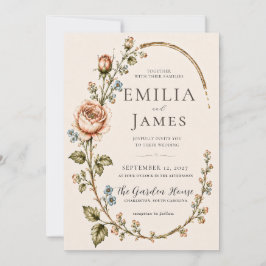 Convites Casamento no Jardim Botânico com Rosa Elegante Pat