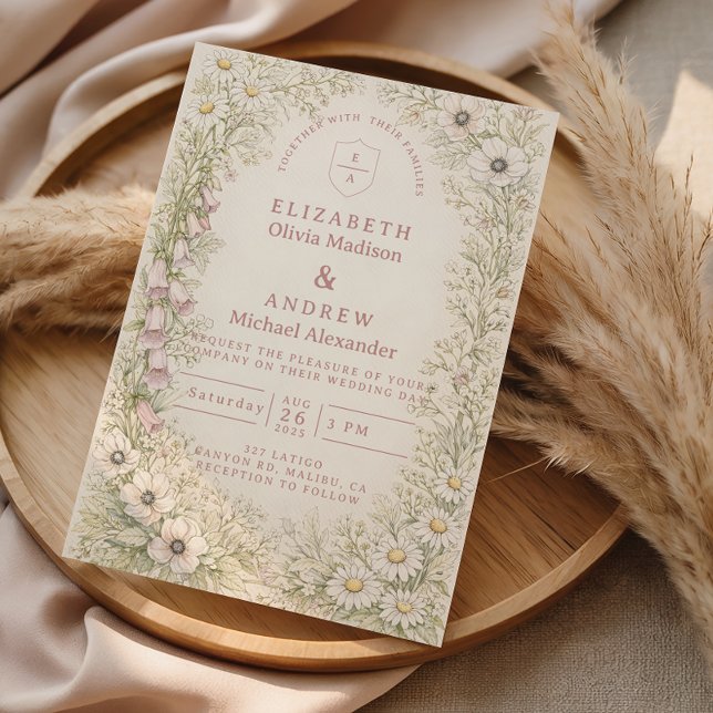 Convites Casamento no Jardim Botânico de Flores Silvestres  (Criador carregado)