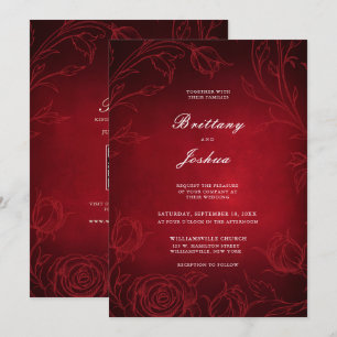 Convites Casamento no Jardim Botânico de Rosas Vermelho Rub