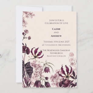 Convites Casamento no Jardim Botânico Deep Plum