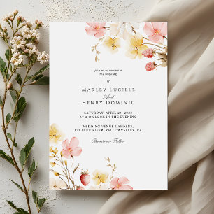 Convites Casamento no Jardim Botânico Floral Elegante Rubor