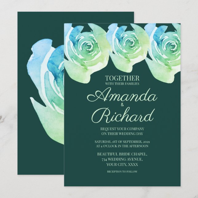 Convites Casamento no Jardim Botânico Rosa Rústica Verde Es (Frente/Verso)