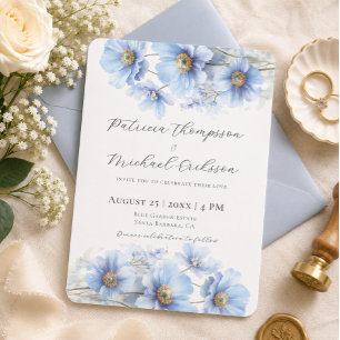 Convites Casamento no Jardim com Flor de Papoula do Himalai