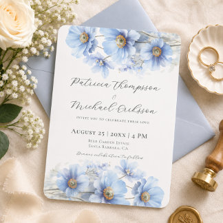 Convites Casamento no Jardim com Flor de Papoula do Himalai