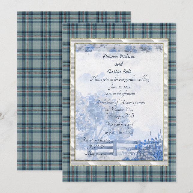 Convites Casamento no Jardim com Tarta Memorial da Princesa (Frente/Verso)