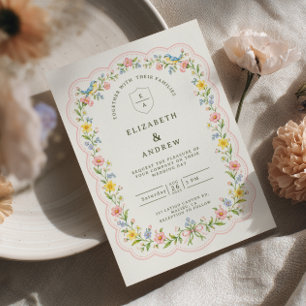 Convites Casamento no Jardim da Casa de Campo com Pássaro C