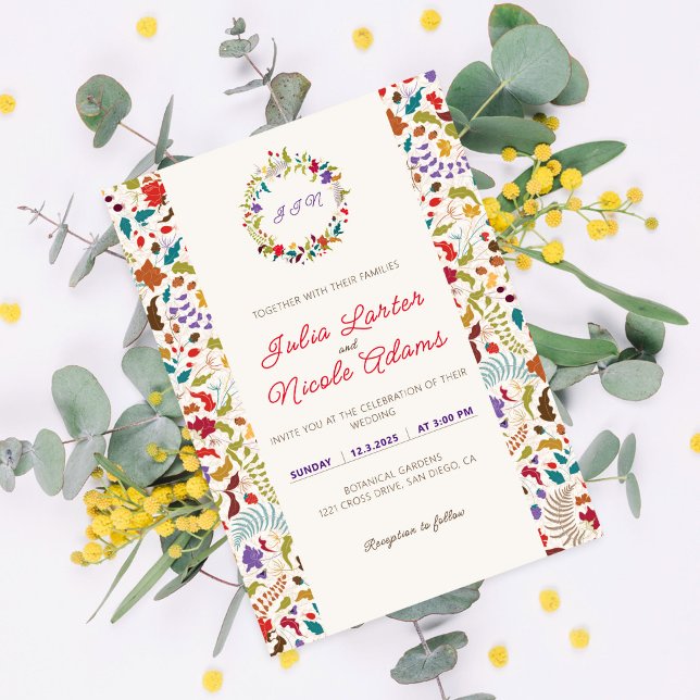 Convites Casamento no Jardim de Flores Exóticas Wild Rose W (Criador carregado)