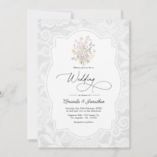 Convites Casamento no Jardim de Flores Silvestres Romântico