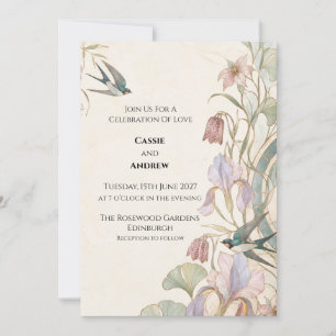Convites Casamento no Jardim de Íris com Estilo Art Nouveau