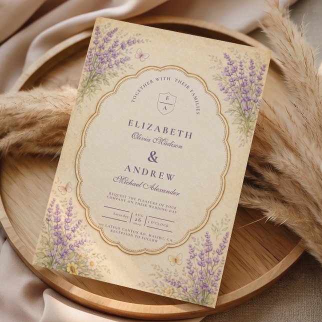 Convites Casamento no Jardim de Lavanda Vintage (Criador carregado)