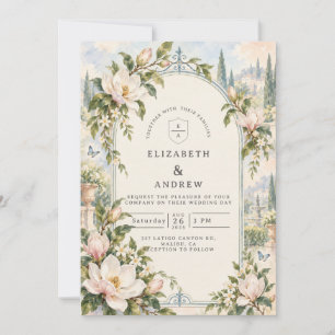 Convites Casamento no Jardim de Magnólia Elegante