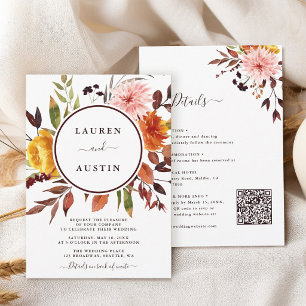 Convites Casamento no Jardim de Outono Elegante Tudo em Um
