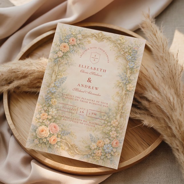 Convites Casamento no Jardim de Rosas Barroco (Criador carregado)