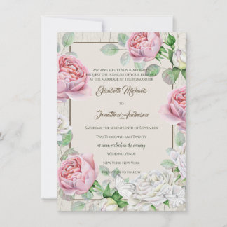 Convites Casamento no Jardim de Rosas Rosa