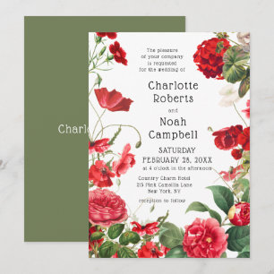 Convites Casamento no Jardim do País da Camélia Vermelha