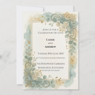 Convites Casamento no Jardim Floral Aqua