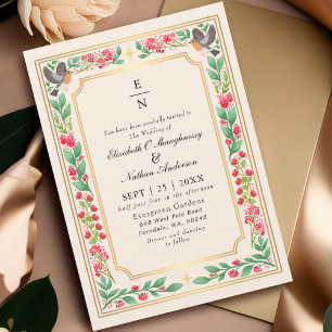 Convites Casamento no Jardim Floral Botânico Encantador Cre