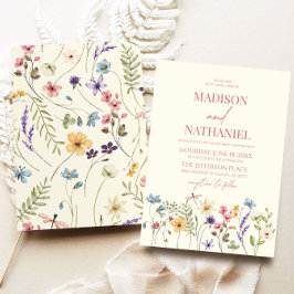 Convites Casamento no Jardim Floral de Flores Silvestres