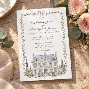 Convites Casamento no Jardim Floral Desenhado à Mão no Chat