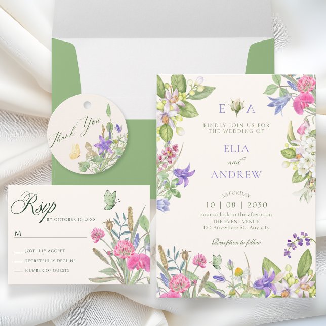 Convites Casamento no jardim floral estético (Criador carregado)