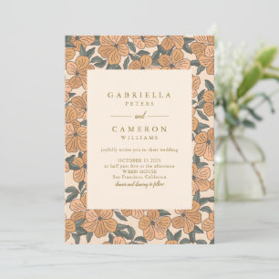 Convites Casamento no Jardim Floral Neutros Boho Moderno