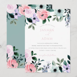Convites Casamento no Jardim Floral Pastel Elegante