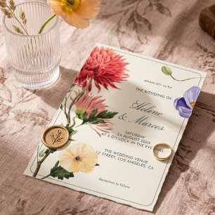 Convites Casamento no Jardim Floral Rosa Roxo Botânico
