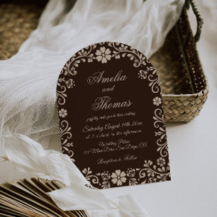 Convites Casamento no Jardim Marrom Elegante