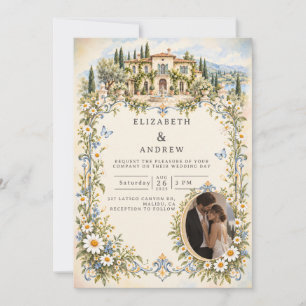 Convites Casamento no Jardim Romântico de Margaridas Fotogr